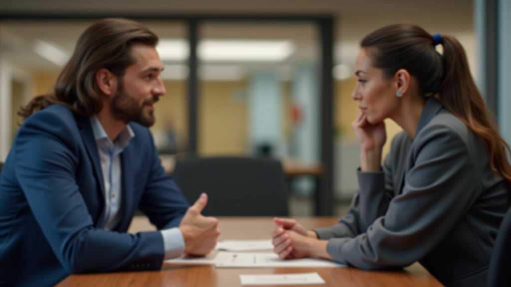 Zwei Personen im beruflichen Gespräch, aktives Zuhören demonstrierend