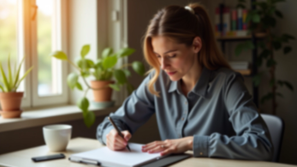 Person schreibt in ein Tagebuch zur Reflexion von Emotionen und Gefühlen