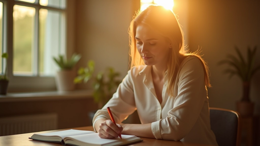 Person schreibt in Tagebuch zur Emotionalen Selbstreflexion und Gefühlserkennung